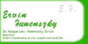 ervin humenszky business card